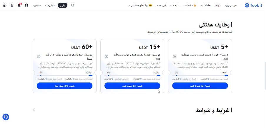 وظایف هفتگی توبیت