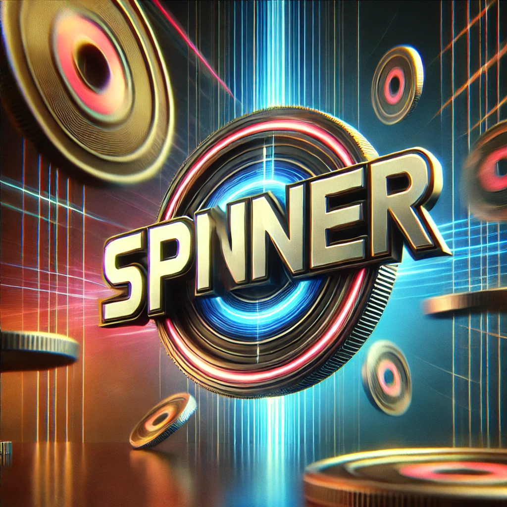 DALL·E 2024-06-29 08.31.24 - A promotional image for 'Spinner', featuring a sleek and futuristic design with the text 'Spinner' prominently displayed in large, bold letters. The b