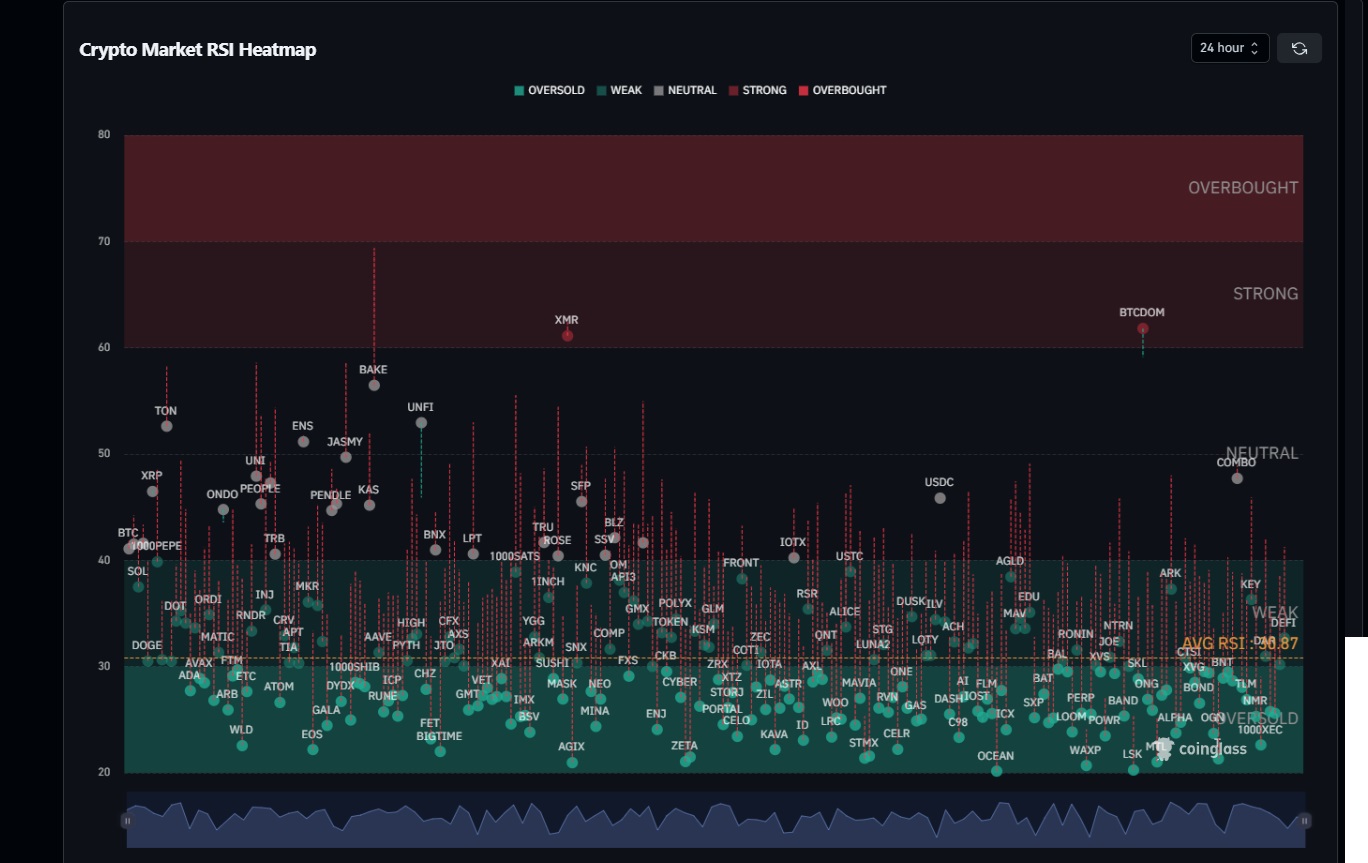 نقشه حرارتی RSI بازار کریپتو؛ زنگ خطر برای سرمایه‌گذاران!
